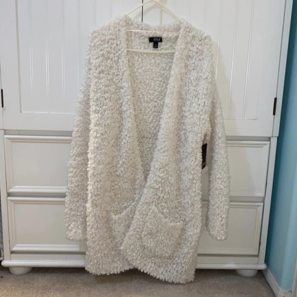 a.n.a long white cozy cardigan